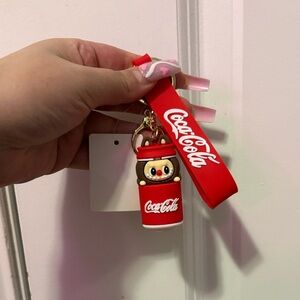 Coca-Cola Red Wristlet Keychain with Cute Bottle Character